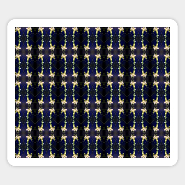 elegant white bleeding hearts, blue #4 pattern hearts, diamonds Sticker by DlmtleArt